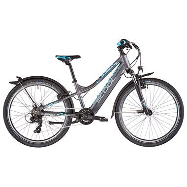 Bicicletta Ibrida Elettrica S'COOL E-TROX BAFANG 7V 24" Grigio/Blu